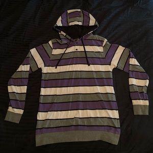 Empyre striped button hoodie light weight purple